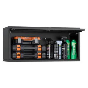 27.56W X 12.01D X 14.02H Inch Metal Wall Cabinet Floating Garage Tool Cabinet with Up-Flip Door 120 Lbs Load Per Shelf Capacity