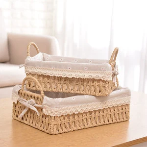 Cheapest Metal Frame Woven Baskets Storage with Fabric Cloth