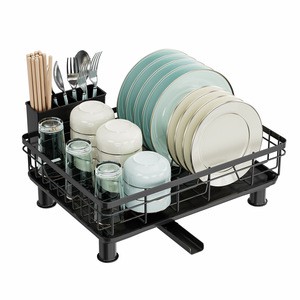 Metal Double Tiers Draining Dish Rack Rustproof Kitchen Utility Sink Organizer Dish Rack