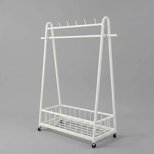 Top Selling Metal Garment Rack with Storage Basket ODM/OEM A-Frame Clothing Hanging Rail Freestanding Coat Rack with Wheels