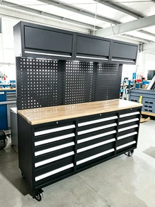 Customized 72 Inch Garage Steel Tool Cabinet Movable Multi-function Workbench General Metal Tool Trolley with 15 Drawers