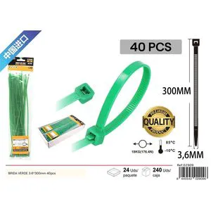 Green 3.6*300mm Cable Ties Hardware Accessory Electronic Organizers Pack of 40 8445542029096
