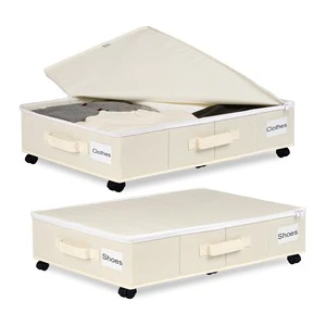 Underbed Storage Box with Wheels Multifunction Clothes Storage for Bedroom