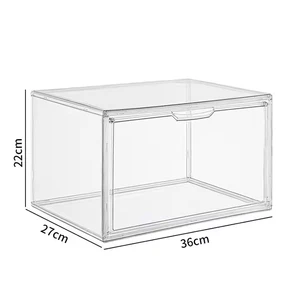Wholesale Transparent Plastic Stackable Shoe Storage Boxes Drop Front Acrylic Drawer Type Magnetic Clear Shoe Box