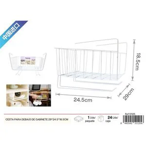 White Under Cabinet Organizer 29x24.5x18.5 cm Basket & Storage Enhances Kitchen & Home Organization