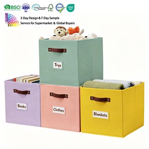 Storage Cubes Foldable Fabric Cube Storage Bins With Label Window Cards Cloth Cube Organizer Bins Storage Baskets
