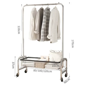 High Quality Coat Rack Floor Hanger Coat Rack Floor Standing Clothes Hanging Storage Clothes Coat Rack With Wheel