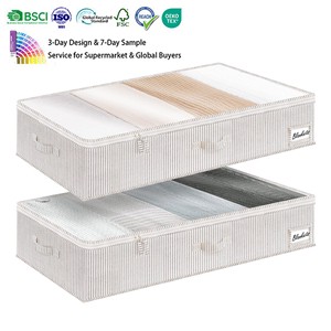 Foldable Flat Low Organizer Box For Under Bed Storage For Clothes Quilts Toys Dormitory Storage Foldable Drawer Style