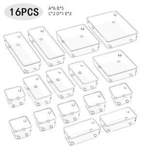 27PCS Clear Plastic Desk Drawer Organizers Set Versatile Bathroom and Vanity Drawer Organizer Trays Storage for Makeup