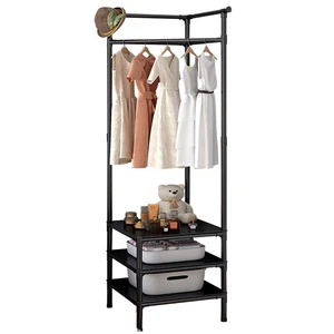 Modern Metal Corner Clothes Drying Rack, Floor-Standing Coat & Hat Organizer for Bedroom