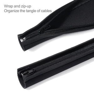 Bulk Stock Cylindrical Neoprene Wire Management Cable Sleeve With Zipper Easy-Wrapping Neoprene Wire Organizer Cable Sleeve