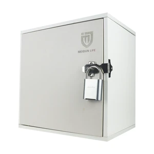 MEIDUN White Lockable Metal Storage Cabinet-Secure Single Electronic Locker with Padlock, Ideal for Home & Office