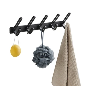 Modern Wall Mounted Black Bathroom Coat Hook Rack Clothes Hanger 5 6 7 Hooks