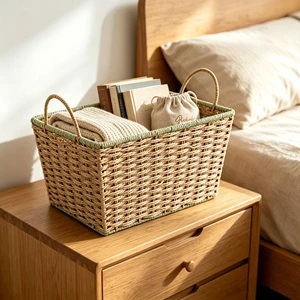 Wicker Sea Grass Storage Basket Foldable Hyacinth Storage Box Set 2 12x12x12 Inch Handmade Woven Basket 10-20L Capacity Closet
