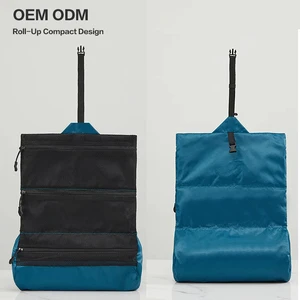 Hot Selling Custom Logo Water-resistant Save Space Roll-up Toiletry Bags Wash Toiletry Bag with 2 Transparent Mesh