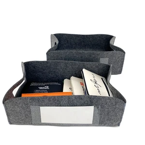 Eco-friendly Rectangle Felt Storage Organizer for Toiletry Basket Storage Box With Handles