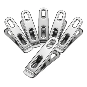 Heavy Duty Stainless Steel Flat Clips 4.7cm Laundry Pegs For Socks Towels Multi-purpose Metal Clamps Wholesale 20pcs Per Bag