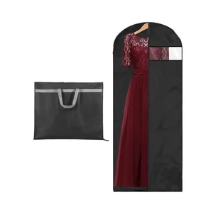 Anti-Moth Full-Length Coat Protector Dust-proof Black Folding Long Dress Cover with Pocket Handle 60-180cm