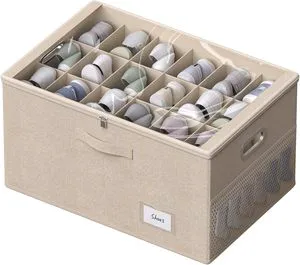 Rectangle Shoe Storage Box Holds 18 Pairs Foldable with Transparent Lid Waterproof Adjustable Dividers 60x40x30cm