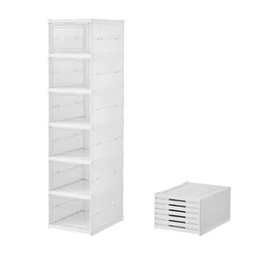 Modern PP Injection Molded Rectangle Foldable Transparent Clear Sneaker Shoe Storage Display Box