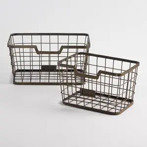 Iron Handmade Rectangle Wire Storage Basket
