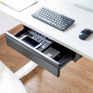 DA02-1 Under Desk Hidden Drawer Slim Metal Organizer Office Table Storage Box Space Saving Home Desk Accessories