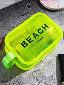 Ladies' Waterproof EVA Zipper Large Durable Portable Hand-held Makeup Bag Fashionable Transparent Wash Bag Swimming Storage