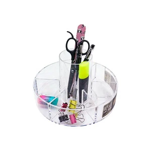 MEJ Small Clear Seven Grid Multi-level Circular PS Cosmetics Makeup Organizer Storage