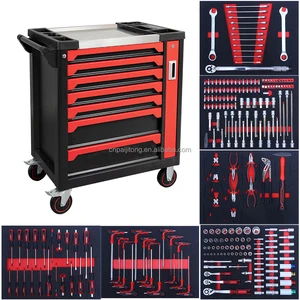 Heavy Duty Mechanic Steel Tool Cabinet with 245 Pcs Tool Set for Automobile Repair Tool Cart Box Workshop Tool Trolley With Tool
