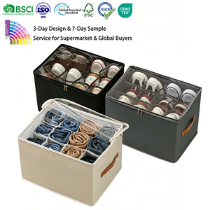 Custom Square Cloth Shoe Storage Box with Handles Durable Stackable Shoe Organizer for Closet Foldable Shoe Box for Men Women