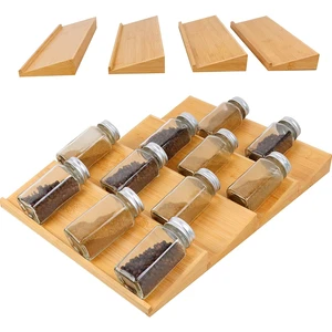 Wooden Step Shelf Cabinet Organizer Storage Holders & Racks Spice Rack 3 Tier Storage Bamboo Kitchen Accessories Multifunction