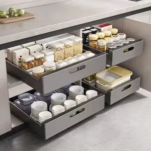 Pull Out Cabinet Organizer with Adhesive Nano Film for Kitchen Storage Under Sink Drawer Organizer