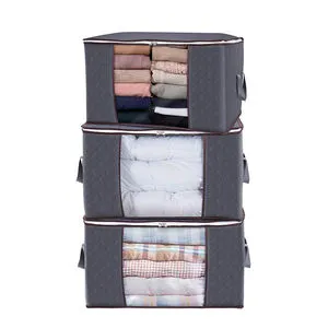 Large Capacity Clothes Storage Bag Organizer with Reinforced Handle Thick Fabric for Comforters Blankets Foldable with Zipper