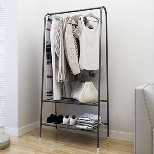Multi Layers Drying Rack Single Pole Coat and Hat Hanging Storage Rack Household Cloth and Shoes Organizer