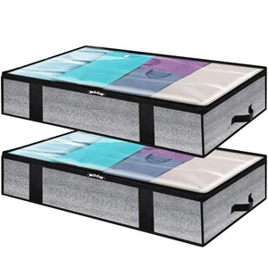 90L Under-bed Storage Bag With Zipper Quilt and Clothes Storage Window With Portable Home Storage Bag
