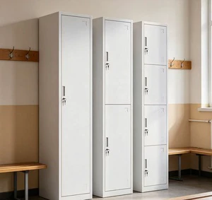 2 Tier Assembled Metal Storage Locker With Double Door Ventilation & Key Lock Durable Gym & Offices Employee & Student Locker