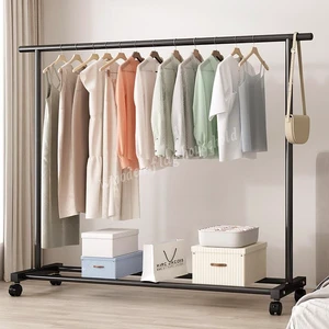 150cm Single-Rod Movable Coat Rack Organizer Easy Install Metal Clothes Drying Rack for Bedroom Balcony Living Room