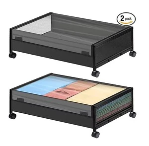 Modern Rectangle Foldable Metal Bed Storage Wheels Containers Bedroom Storage Organizer for Clothes ORGH Brand Model ORGH9086