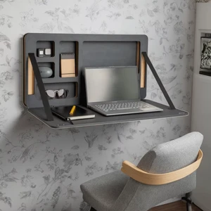 Multifunctional Wall-Mounted Murphy Table Wood Storage Rack for Office Living Room Convenient and Space-Saving Wall Shelves