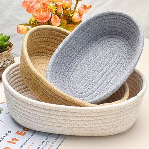 Cotton Rope Woven Eco-Friendly Modern Nordic Simple Boat-Shaped Multifunction Storage Basket Wardrobe Desktop Organization