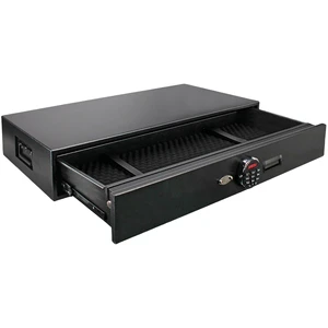 Safe Way/OEM DGS01KE Large Hidden Steel Under-Bed Safe Box with Digital Password Key Lock and Stackable Design W135xD51xH17.5cm