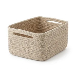 Cotton Rope Woven Storage Basket Rectangular Small Desktop Organizer for Cabinet Drawer Sundry Cosmetic Wholesale