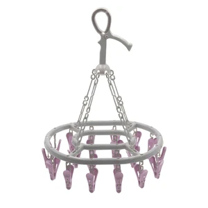 Plastic Foldable Clothes Hanger Clips Punch Free Drying Socks Rack Lingerie Baby Towels Handkerchiefs Balcony Laundry Room 360