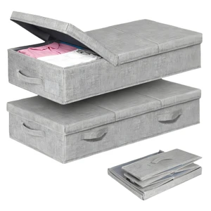 Modern Ultra Thickened Fabric Underbed Storage Box Foldable Organizer Bin with Sturdy Structure & Dustproof Cover for Bedroom