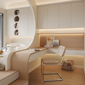 Customized Bedroom Furniture Bookcase Study Room Cabinet Tatami Bed With Wardrobe Home Furniture Wood Modern Mdf Global