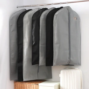 High Quality Thickened Non Woven Tote Garment Dust Cover Coat Suit Jacket Dress Home Wardrobe Hanging Clothes Storage Bag Zipper