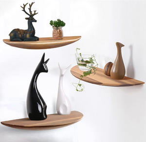Factory Hot Selling Elegant Multifunctional Creative Modern Half-Round Wooden Floating Wall Rack Customized Color Handcrafted