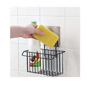 Black Stainless steel Wire Creative sponge Holder kitchen & Bathroom Wall mounted Cleaning Tool storage Rack