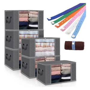 Foldable Gray Non-Woven Fabric Sewing Bag with Handles for Wardrobe Organization