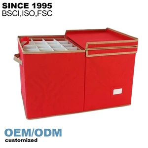Christmas Ball Storage Box with Adjustable Dividers, Dustproof Lid & Sturdy Handles, Anti-Scratch Ornament Organizer